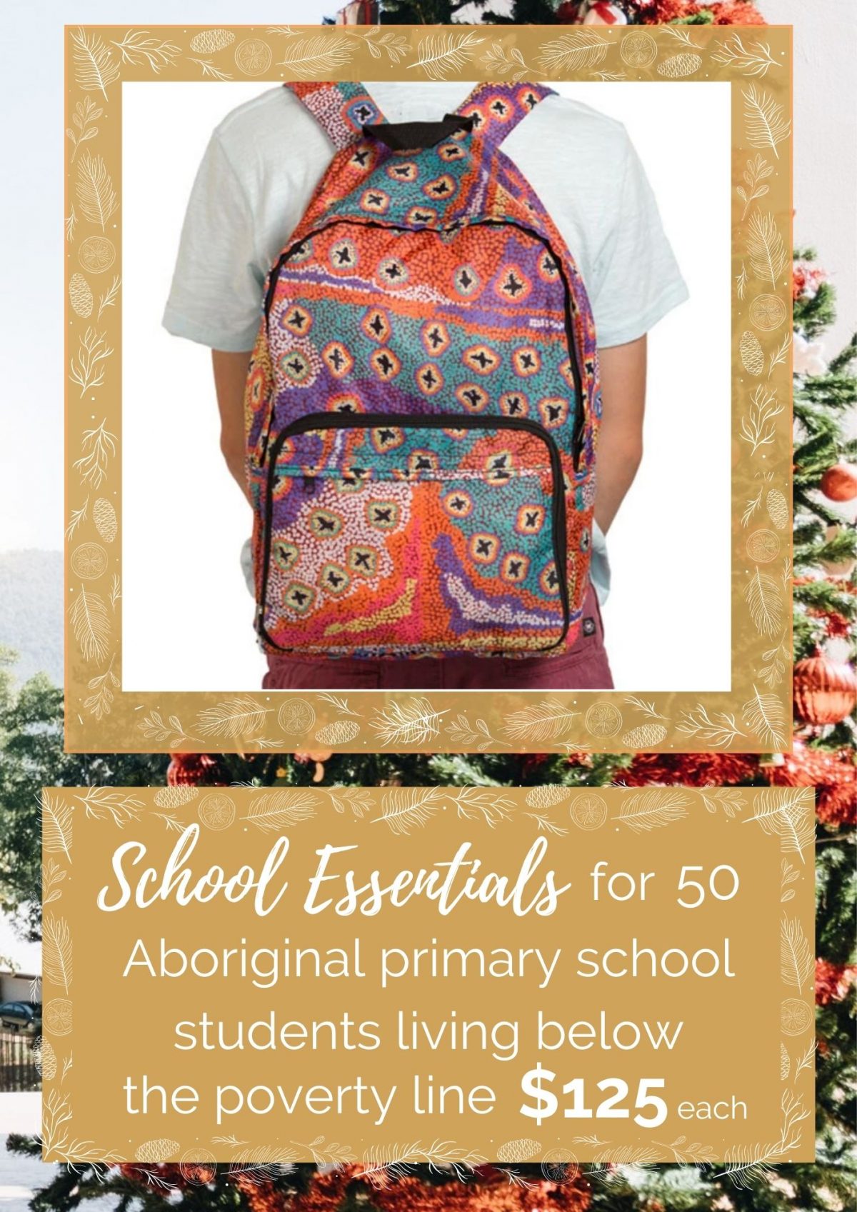 School Essentials for 50 Aboriginal primary school students living below the poverty line. $120 each