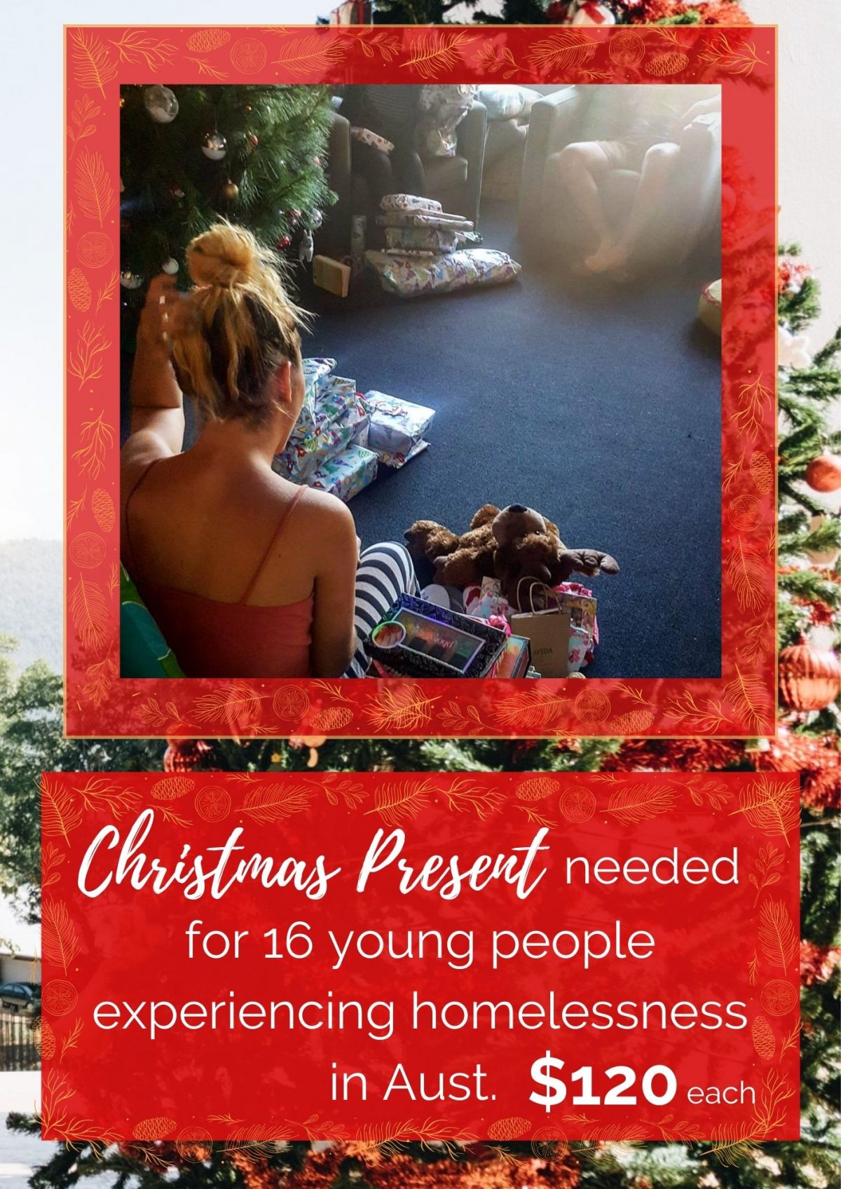 Christmas Present needed for 16 young people experiencing homelessness in Aust. $120 eac